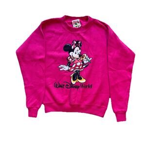 Vintage Disney Minnie Mouse Sweatshirt Kids 6–8 Pink Walt Disney World USA